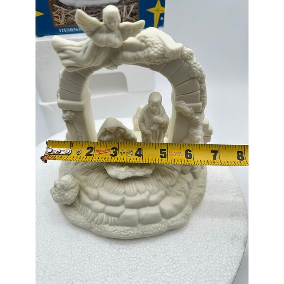 Vtg Large Nativity Set Ceramic Glazed Porcelain Christmas music Box Silent Night - Picture 7 of 12